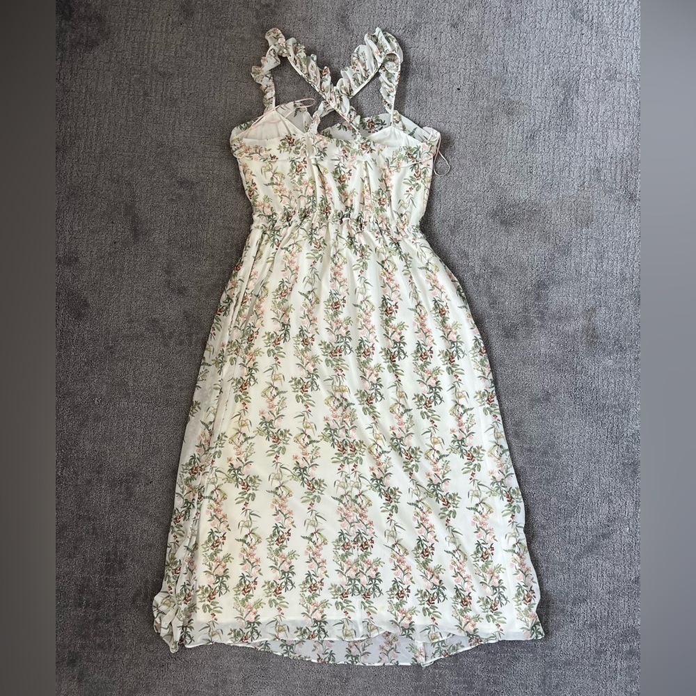 Gal Meets Glam Isabella Floral Ruffled Criss Cross Maxi Dress - Picture 6 of 6